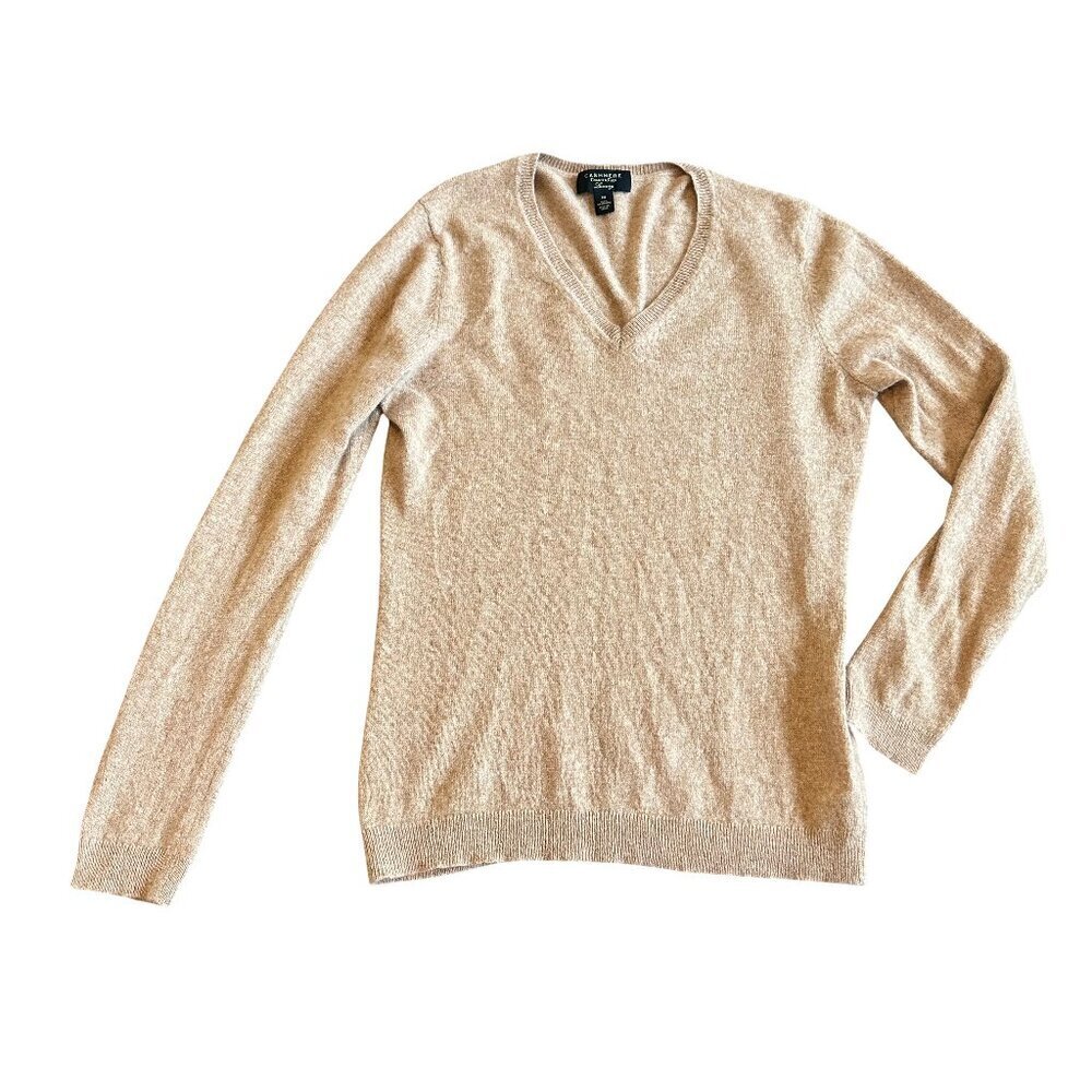 Charter Club 100% Cashmere Pullover Sweater Tan Neutral Size Medium Women's